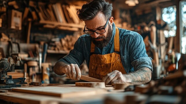 pandemic DIY woodwork project by a carpenter at home, reflecting self-reliance and craftsmanship skills, and celebrating labor day with creative woodworking