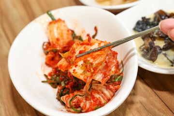 Korean traditional food. cabbage kimchi. side dish