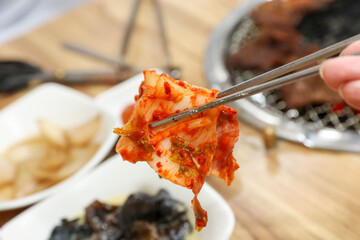 Korean traditional food. cabbage kimchi. side dish