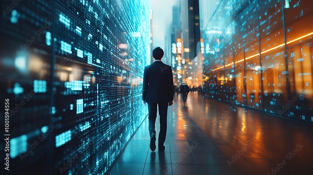 Aufkleber business person explore the core of cyber security delve into cyber protection methods cyber threats