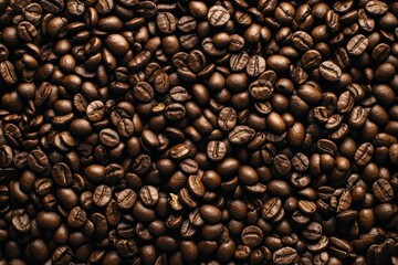 Obraz premium Overhead view of backdrop representing halves of dark brown coffee beans with pleasant scent
