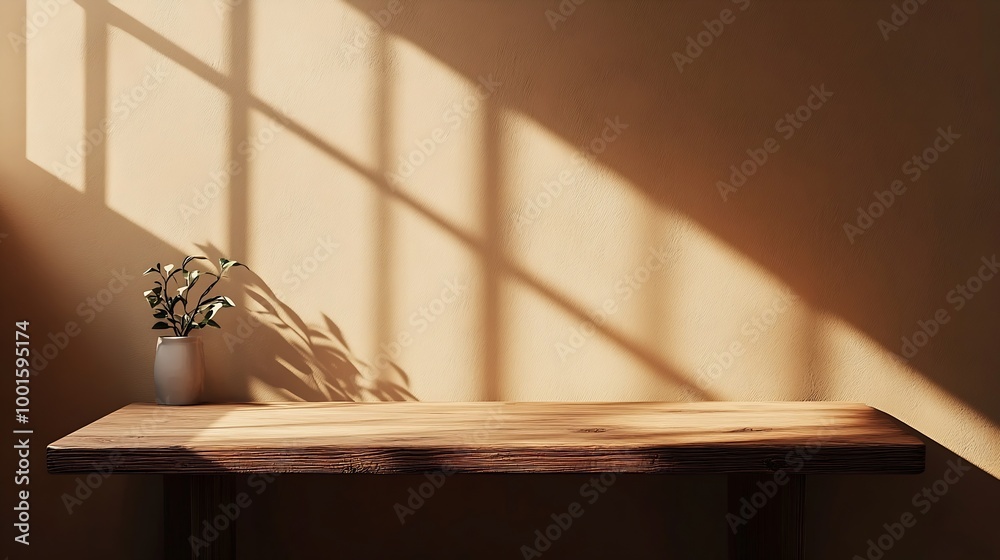 Leinwandbilder mock up for presentation branding products cosmetics food or jewellery empty table on bright brown w