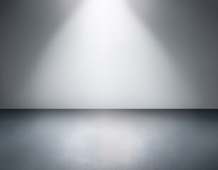 white studio room background, grey floor backdrop with spotlight.