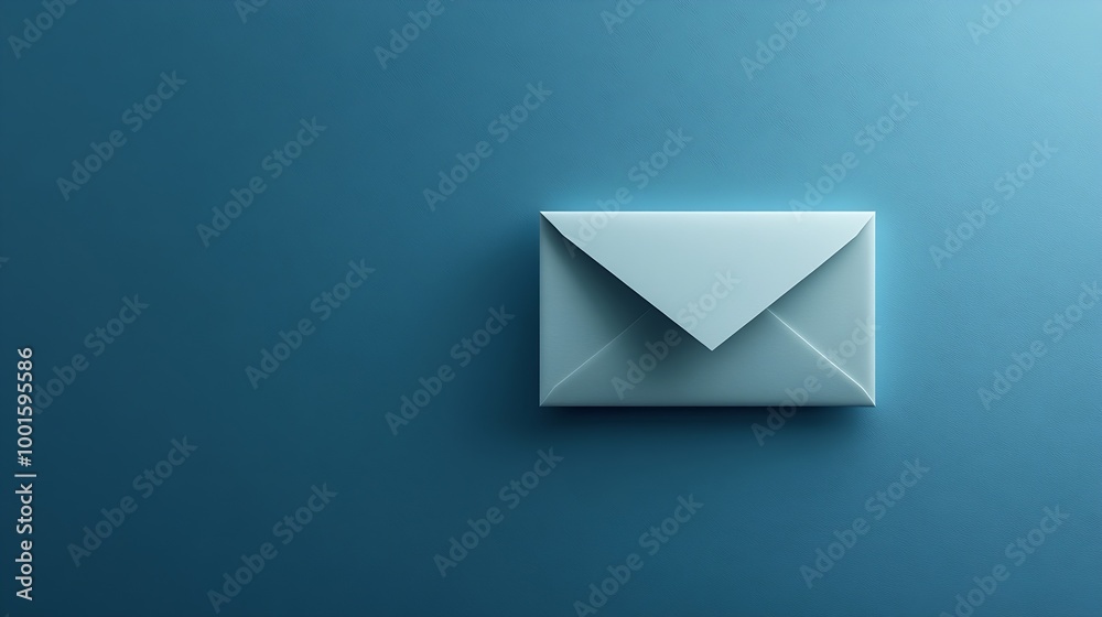 Poster Envelope and email symbol on a blue background Concept email address Internet technologies and contacts for communication Communication over the network business and correspondence : Generative AI