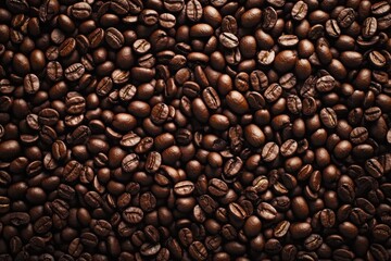Obraz premium Overhead view of backdrop representing halves of dark brown coffee beans with pleasant scent