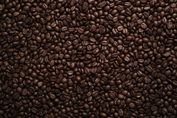 Fototapeta premium Overhead view of backdrop representing halves of dark brown coffee beans with pleasant scent