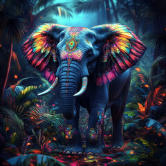 Obraz premium colorful elephant in the night