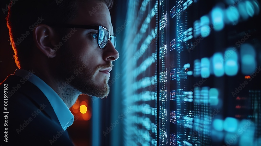 Aufkleber Businessman secures data with encryption and network security protecting transactions Cybersecurity for online business data privacy and defense against cyber attacks : Generative AI