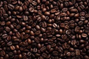 Obraz premium Overhead view of backdrop representing halves of dark brown coffee beans with pleasant scent