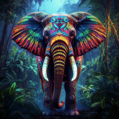 Obraz premium colorful elephant in the night