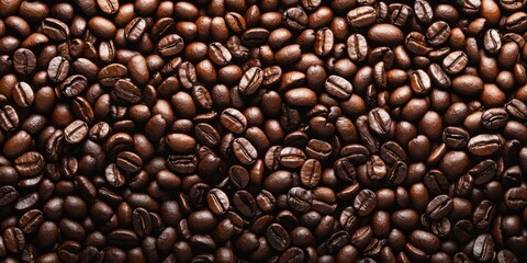 Fototapeta premium Overhead view of backdrop representing halves of dark brown coffee beans with pleasant scent