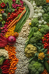 Fresh vegetables composition, colorful organic food background. Concept: agriculture, farmers market, restaurant website or menu, grocery store, healthy vegan diet based on vegetables and fruits