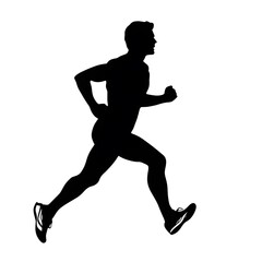 Obraz premium Black silhouette of a running athlete on a white background ai generative