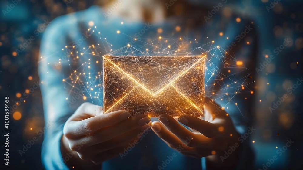Poster Businessman use email to receive and send business information storage systems and use of communication technology : Generative AI