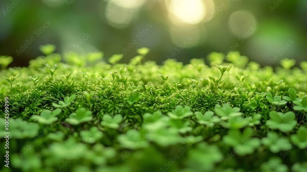 Poster beautiful green moss on the floor moss closeup macro beautiful background of moss for wallpaper : ge