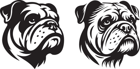 Bulldog head vector art, illustration, Bulldog head silhouette design