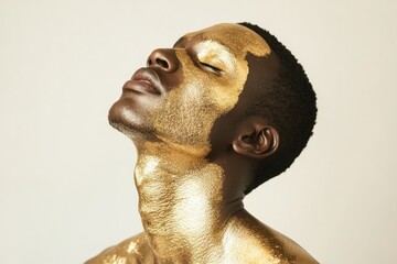 Serene Portrait with Gold Body Paint