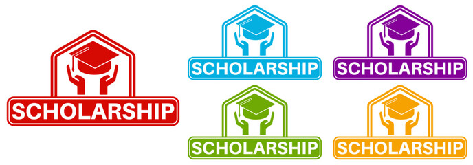 set elegant badge scholarship sign icon. Education subsidy symbol deign template vector illustration