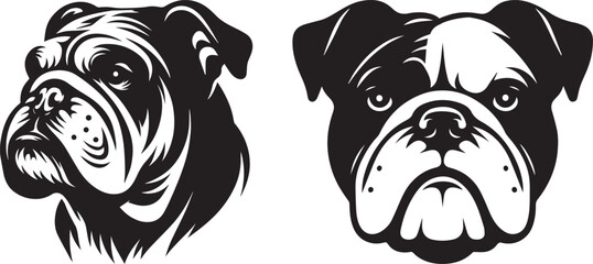 Bulldog head vector art, illustration, Bulldog head silhouette design