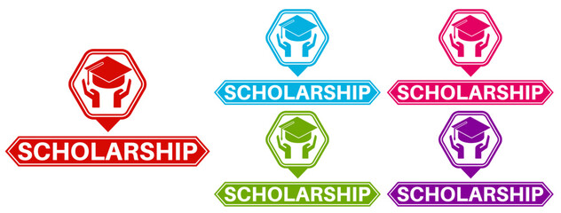 set elegant badge scholarship sign icon. Education subsidy symbol deign template vector illustration