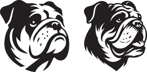 Bulldog head vector art, illustration, Bulldog head silhouette design