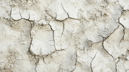 Dry, cracked earth forming a network of fissures as a result of a prolonged drought, creating a textured, arid landscape