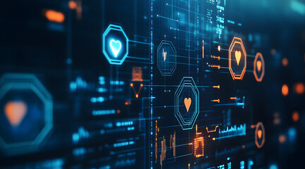 Fototapeta premium Futuristic Medical Technology with Digital Healthcare Icons