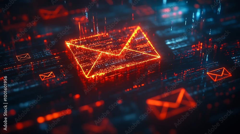 Poster cyber crime phishing mail  security awareness to protect important data hacking : Generative AI