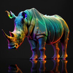 Experience the beauty of a multicolor rhino spectral through Wildlife Art