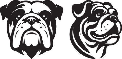 Bulldog head vector art, illustration, Bulldog head silhouette design