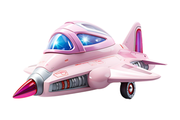 White rocket aircraft vehicle purple isolated on transparent background