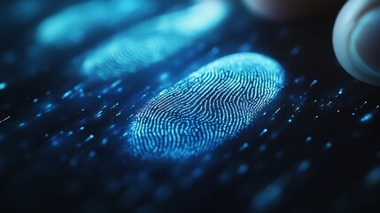 Fingerprint identification to access personal financial data The idea for EKYC electronic know your customer biometrics security innovation technology against digital cybercrime : Generative AI