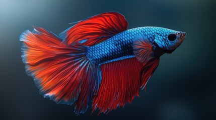 A fierce and regal betta fish in deep shades of royal