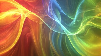 Abstract colorful waves are flowing, creating a vibrant and dynamic composition that evokes a sense of energy and movement