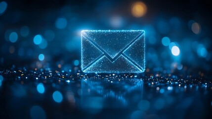 Envelope and email symbol on a blue background Concept email address Internet technologies and contacts for communication Communication over the network business and correspondence : Generative AI