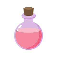 Bottle with magic potion. Vector illustration