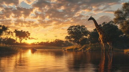 Fototapeta premium Stunning wilderness landscape showcasing vibrant ecosystems, diverse wildlife, breathtaking vistas, and rich natural beauty.