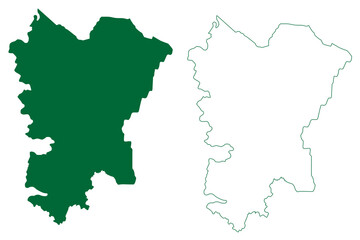 Shravasti district (Uttar Pradesh State, Republic of India) map vector illustration, scribble sketch Shravasti map