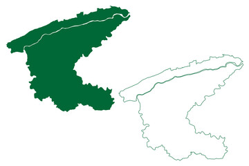 Sidhi district (Madhya Pradesh State, Rewa division, Republic of India) map vector illustration, scribble sketch Sidhi map