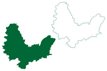 Sikar district (Rajasthan State, Republic of India) map vector illustration, scribble sketch Sikar map