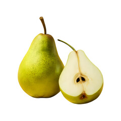 Fresh green pear fruit isolated on a transparent background by AI generative