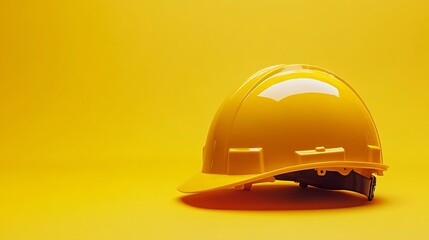Safety construction helmet on yellow background : Generative AI