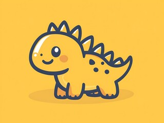Fototapeta premium Cute Yellow Dinosaur Cartoon Illustration