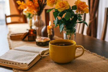 The Bible in a cozy home atmosphere