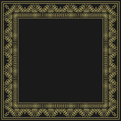 Square frame with vintage golden ornament. Vector illustration