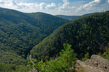 Naklejka premium view over the thuringian forest and the river Schwarza valley near Bad Blankenburg