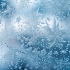Close-up of intricate ice crystals on glass creating beautiful frost patterns in winter
