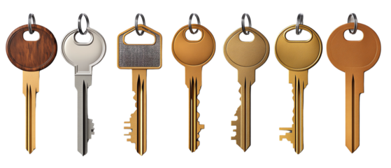 A collection of various keys showcasing different designs and colors, symbolizing security and access solutions.