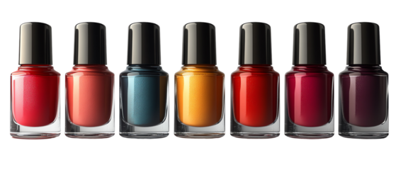 A vibrant collection of nail polish bottles showcasing an array of colors for beauty enthusiasts and nail art lovers.