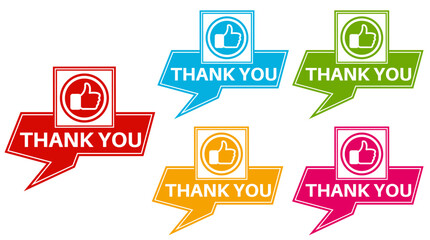 set thank you sign symbol. satisfaction icon labels appreciation sticker design vector illustration